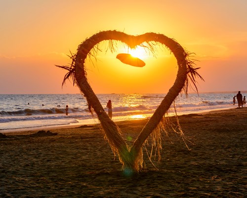 heart shaped art on beach at Evrenseki Side in Antalya